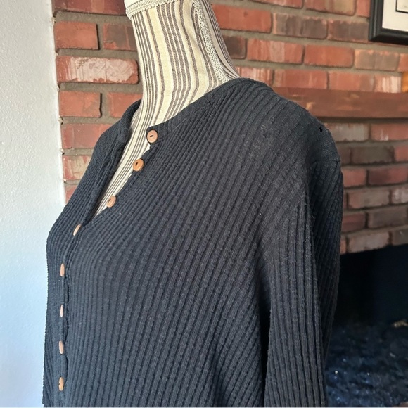 Free People Beach Blossom Button Up Ribbed Mini Dress in Black Sz S - Picture 5 of 7